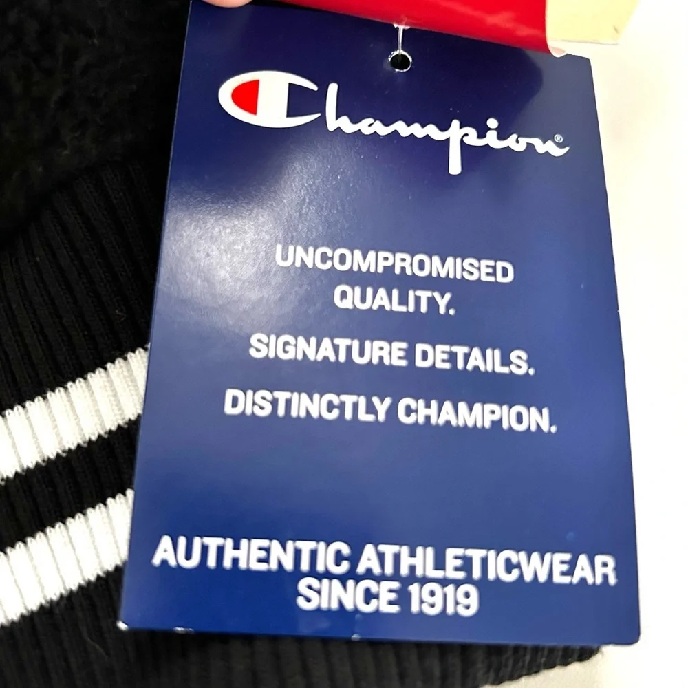 🌸BRAND NEW Champion Pullover. Fuzzy & Cozy. Black/White w/ Pockets Size: XL - Picture 10 of 14